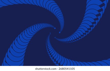 Blue lines radiate from central dark octagon on dark backdrop
