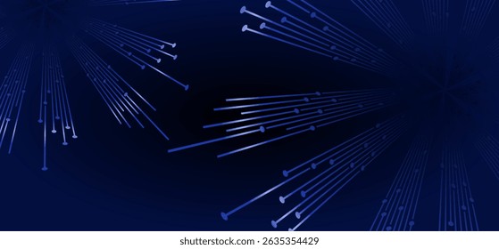 Líneas azules irradian desde puntos en azul oscuro