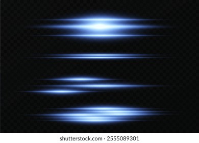 Blue lines. Speed ​​effect. Blue laser beams. On a transparent background.