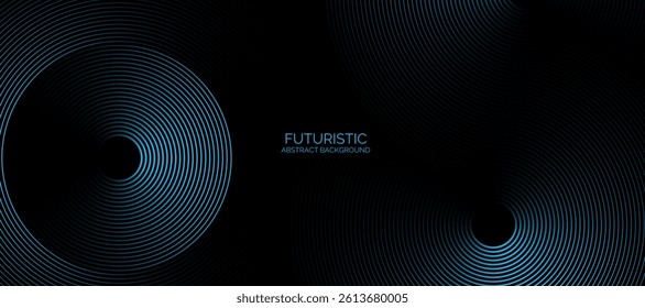 blue lines techno abstract background overlap layer on dark space with circles effect decoration. Modern graphic design element stripes style concept