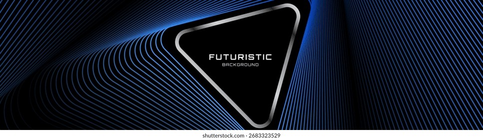Blue lines techno abstract background overlap layer on dark space with silver triangle effect decoration. Modern graphic design element stripes style concept for web, flyer, card, or brochure cover