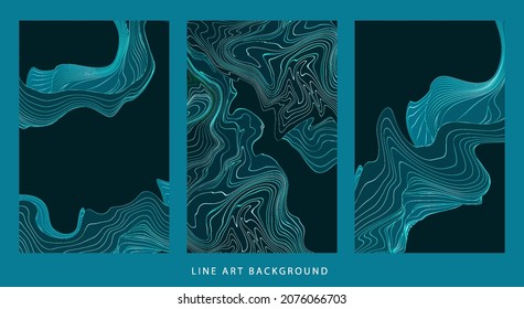 Blue lines template, artistic covers design, colorful luxury backgrounds. Trendy pattern, graphic poster, cards. Vector illustration