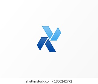 Blue lines vector logo design identity
