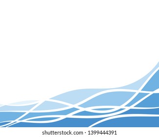 Blue lines water wave concept abstract background in flat design vector illustration.