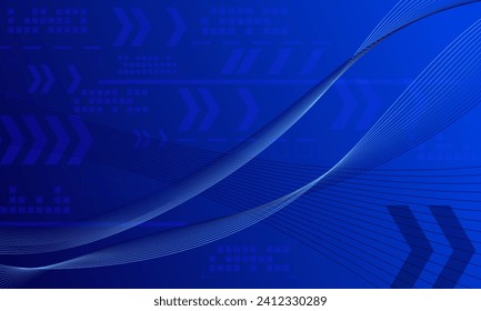 blue lines wave curve with smooth gradient abstract high technology background
