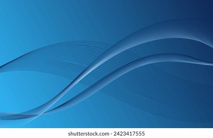 blue lines wave curves with gradient abstract background