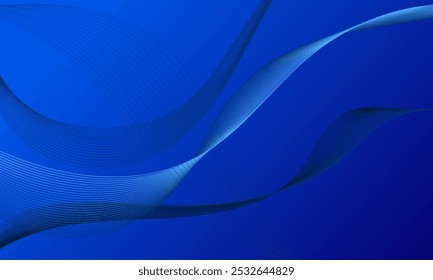 blaue Linien Wellenkurven auf glattem Farbverlauf abstrakter Hintergrund