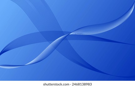 blue lines wave curves with smooth gradient abstract background