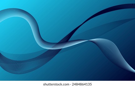 blue lines wave curves with smooth gradient abstract background
