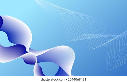 linhas azuis ondulam curvas com fundo abstrato gradiente suave