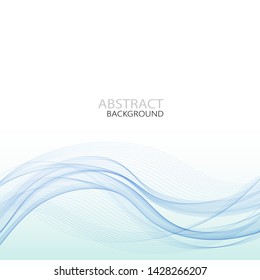 Blue lines of a wavy wave on an abstract background.