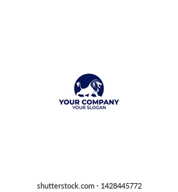 Blue Lion circle Logo Design Vector