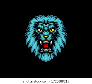 Ilustración vectorial de la cabeza de león azul
