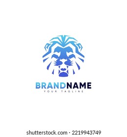 blue lion king head logo stylish elegant and technology