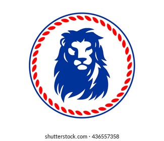 blue lion leo head silhouette image vector icon logo