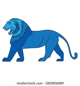 Blue Lion Logo On White Background.