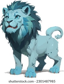 Blue lion vector illustration for children isolated