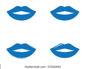 Blue lips icons
