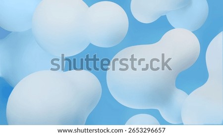 Blue liquid blobs set. Abstract colored spheres in flight. Organic liquid shapes flying.. Flowing morphing water molecular particles design Vector 3d illustration