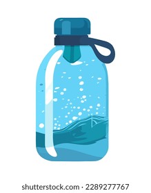 Botella líquida azul simboliza el icono de bebida fresca aislado