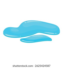 Blue liquid cartoon splashes flowing in different directions on a white background