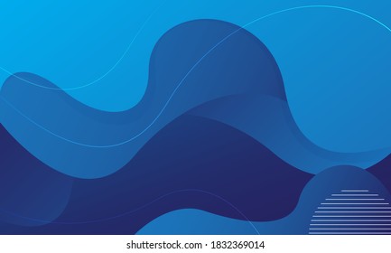 Blue liquid color background. Dynamic shapes composition. Eps10 vector