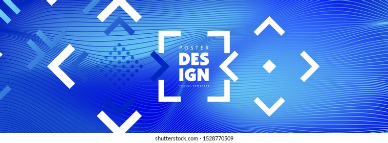 Blue Liquid Composition Minimal Template for Web Page. Futuristic Blue Gradient Abstract Liquid Shapes.  Poster with Distortion of Wave Liquid  Stripes.