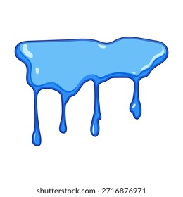 Blaue Flüssigkeit, die aus einer abstrakten Form tropft, symbolisiert Konzepte von Fluss, Fließfähigkeit, Schmelzen und Erfrischung, nützlich als dekoratives Element oder grafischer Hintergrund