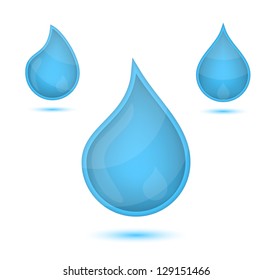 Blue liquid drops icon emblem, vector illustration