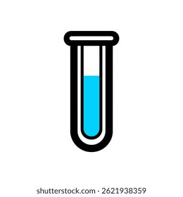 Blue liquid fills test tube research laboratory