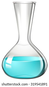 Blue liquid in glass beaker illustration