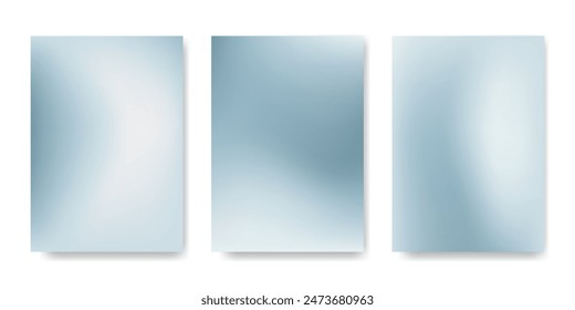 Blue liquid gradient abstract backgrounds set. Blurred texture sky color blend glow backdrop. Brochure, poster, banner, flyer, cover template