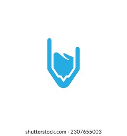 blue liquid pencil lab symbol logo vector 