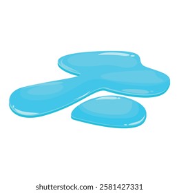 Blue liquid puddle spreading on the floor, concept of cleaning, chemical product or water spill