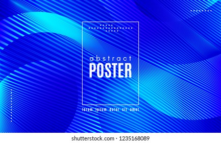 Blue Liquid Shapes. Abstract Poster with Distortion of Wave Stripes. Vector Gradient Background with Movement of Liquid. 3d and Light Effect. Minimal Template for Web Page. Blue Liquid Composition.
