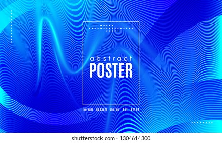 Blue Liquid Shapes. Abstract Poster with Distortion of Wave Stripes. Vector Gradient Background with Movement of Liquid. 3d and Light Effect. Minimal Template for Web Page. Blue Liquid Composition.