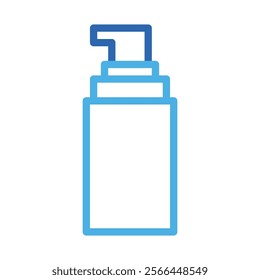 Blue liquid soap dispenser icon. Concept of hygiene, cleanliness, and sanitation.