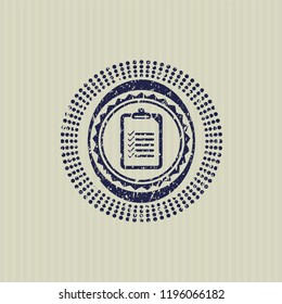 Blue List Icon Inside Distress Rubber Grunge Stamp