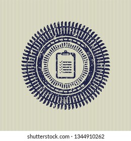 Blue list icon inside grunge style stamp
