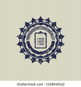 Blue List Icon Inside Rubber Stamp