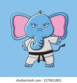 Blue Little Elephant with Karate Outfit