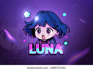 blue little girl gaming logo