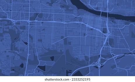 Blue Little Rock map, Arkansas, detailed municipality map. skyline panorama. Decorative graphic tourist map of Little Rock territory. Royalty free vector illustration.