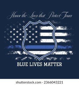 Blue Lives Matter , oficial de policía estadounidense, diseño de camisetas de la policía