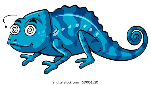 Blue lizard on white background