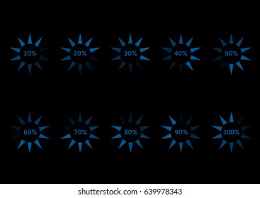 Blue Loader progress signs, waiting status icon set