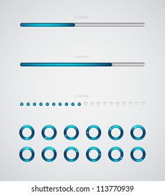 Blue loading bars and spinner