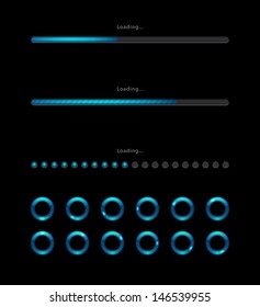 Blue loading bars and spinner 