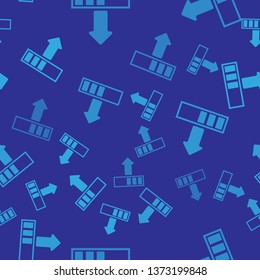 Blue Loading icon isolated seamless pattern on blue background. Upload in progress. Progress bar icon. Vector Illustration