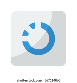 Blue Loading icon on grey rounded square button on white
